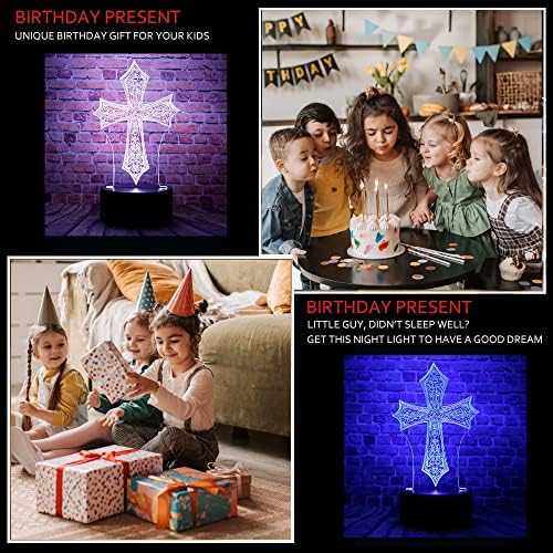 Христос 3D Кръста на Исус Оптична Илюзия LED Интериор на Стаята Настолна Лампа с Дистанционно Управление 7 Цвята Визуален