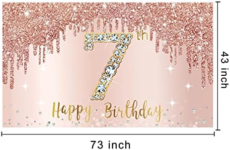 7-Ми Рожден Ден Банер Фон Украса за Момичета, Rose Gold 7-Годишния Рожден Ден Емблематичните Аксесоари, Розово и Седмия