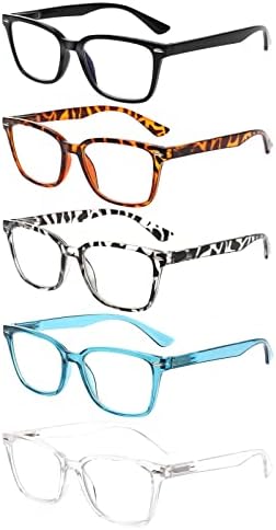 Дамски очила за четене Kerecsen, 5 опаковки, сини светозащитные ридеры, женски с кутия пролетта панти, компютърни очила