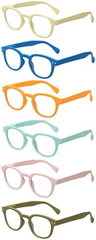 Очила за четене Kerecsen, 6 опаковки, Висококачествени Очила за четене с Пружинным тръба на шарнирна Връзка, Цветни Очила
