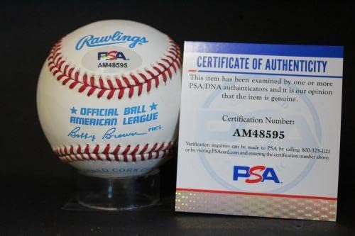 Джим Сом Хънтър Подписа Бейзболен Автограф Auto PSA/DNA AM48595 - Бейзболни топки с Автографи