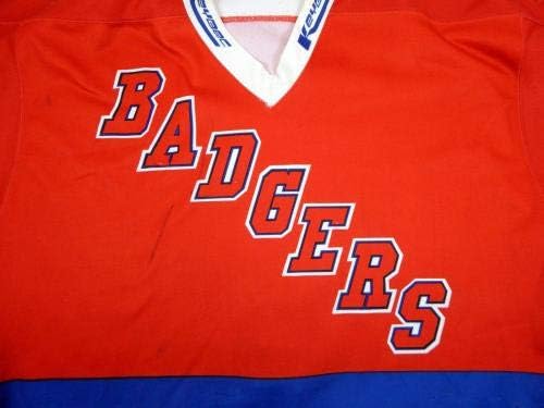 Brock University Badgers #6 Използвана в играта Червена риза - Използваните в играта тениски НХЛ