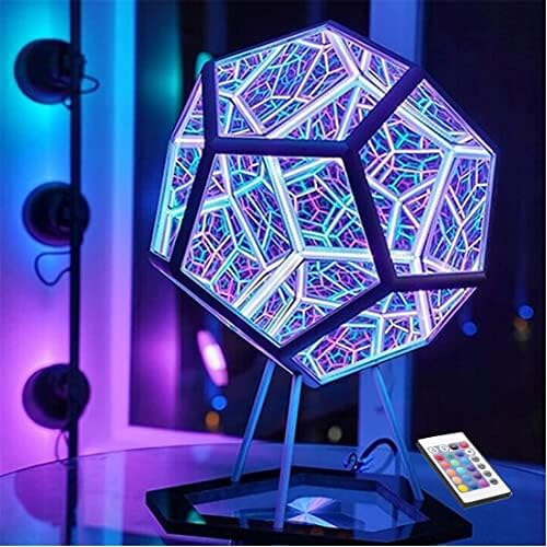iProPower Infinity Dodecahedron Игри Лампа 3D Cube Light Тенис на Стръмен RGBW Led Настолна Лампа за Спалня Декор Игри