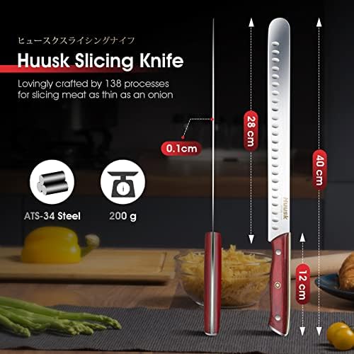 Huusk Японски Нож, Нож За Нарязване на Гърдите 11,6 Инча Премиум-Клас е Ръчно Коване Нож За Рязане на Месо на Дълги Японски