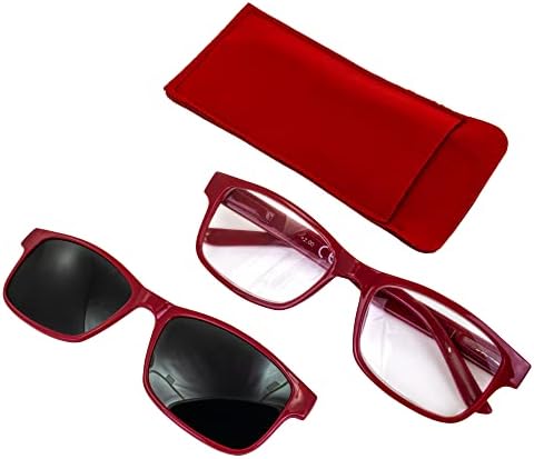 Очила за четене Global Vision + 2,5-кратно увеличение в Червена рамка с Прозрачни лещи и съответните поляризирани стъкла