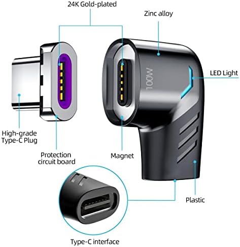 Адаптер BoxWave е Съвместим с JVC HA-A5T (Адаптер от BoxWave) - Адаптер за зареждане под ъгъл MagnetoSnap PD, Адаптер за зареждане под ъгъл MagnetoSnap PD Device Saver за JVC HA-A5T - Сребрист Металик