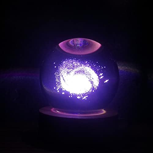 Gosyfeti 3D Кристална Топка-лека нощ с Дървена основа, Галакси-Топка-лека нощ с 16 цвята Дистанционно управление, Фантазийный