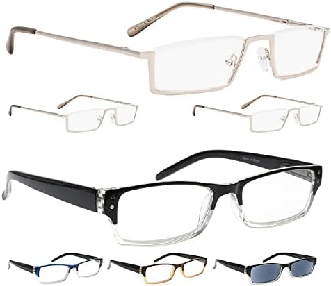 LUR 3 опаковки на метални очила за четене в полукръгла рамка + 4 опаковки класически очила за четене (само 7 двойки ридеров