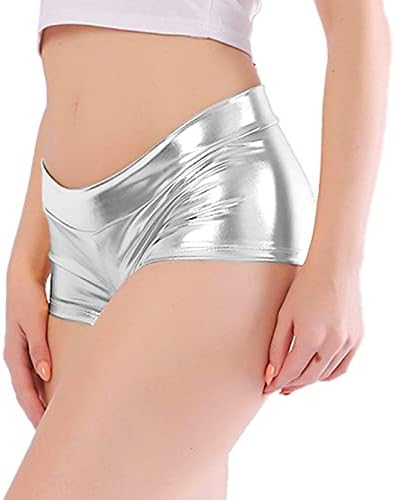 Дамски къси Панталони Kepblom от 3 опаковки с Лъскави Метални Рейв-Къси панталони Hot Pants Dance Bottom
