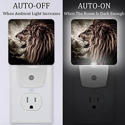 Lion Animal Plug in Night Light Автоматично Led Нощни Лампи с регулируема яркост, Живи Ночники за Детски Стаи, Спални,