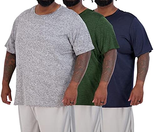 Real Essentials 3 опаковка: Мъжка тениска Big & Tall Tech Stretch с дълъг ръкав и с къс ръкав Dry-Fit (3XT-5XT)